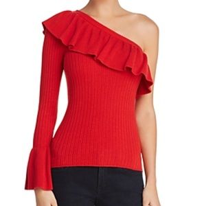 Minkoff Ava Ruffled One-Shoulder Sweater